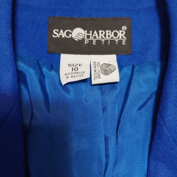 100% Pure Wool Sag Harbor Blue Women's Blazer Jacket Size 10 - Picture 3 of 11